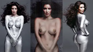 Kim Kardashian Nude Silver Body Paint Fotos